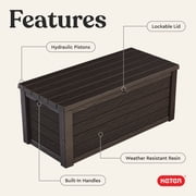 Keter Eastwood 150 Gallon Durable Resin Outdoor Deck Box Storage Organization, Brown