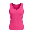 thumbnail image 4 of SYMOID Womens V-Neck Sleeveless Tank Top Soft Stretchy Breathable Basic Everyday Layering Cami Casual Slim Fit Hot Pink S-XXL,Size 2XL, 4 of 9
