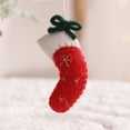 thumbnail image 5 of Adorno navideño de lana hecho a mano | Decoración de árbol de tela suave | Bordado de patchwork rojo y blanco | Regalo y decoración navideña para el hogar, 5 of 5