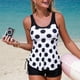 thumbnail image 2 of TaTaai Women's Two Piece Tangini Set, Round Neck Printed Top with High Waist Split Trunks, Solid Color Design for Beach and Water Recreation Gift, 2 of 6