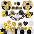 thumbnail image 1 of Kit de globos para fiestas de cumpleaños, 98 unidades, lámina de látex de oro negro, 1 of 2