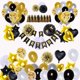thumbnail image 1 of Kit de globos para fiestas de cumpleaños, 98 unidades, lámina de látex de oro negro, 1 of 2