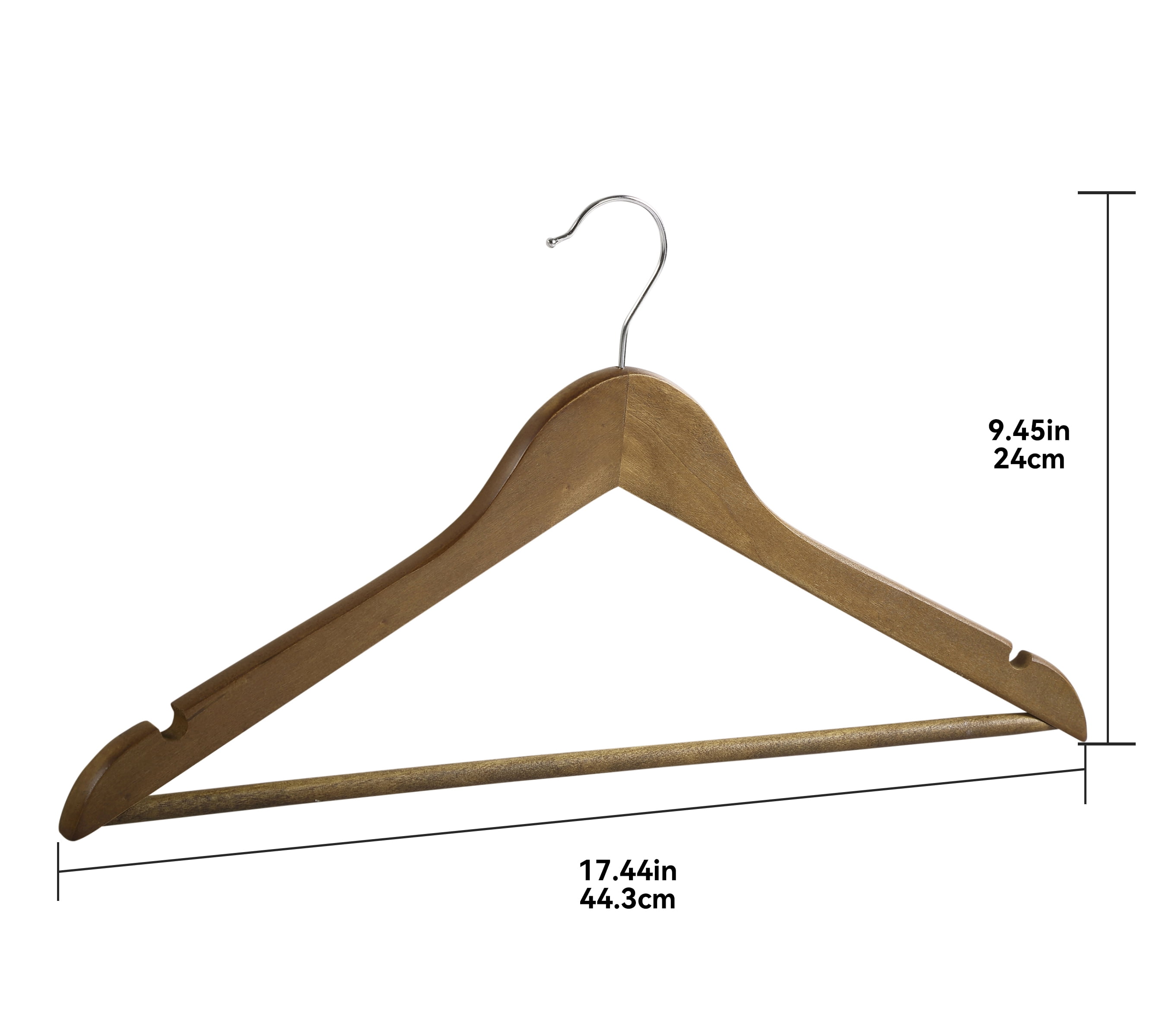 (5 pack) Better Homes & Gardens Wood Suit Hangers for Adult, 5 Pack, Walnut Finish