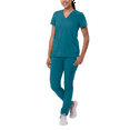 thumbnail image 1 of Adar Addition Go-Basic Scrub Set For Women - Slim V-Neck Scrub Top & Skinny Cargo Scrub Pants, 1 of 7