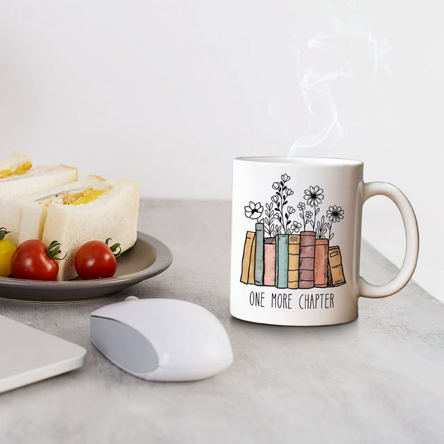 PRETXORVE for Book Lover, Floral Book Mug, Reading Mug, Book Mug, Book Lover Mug, Librarian Mug,Teacher