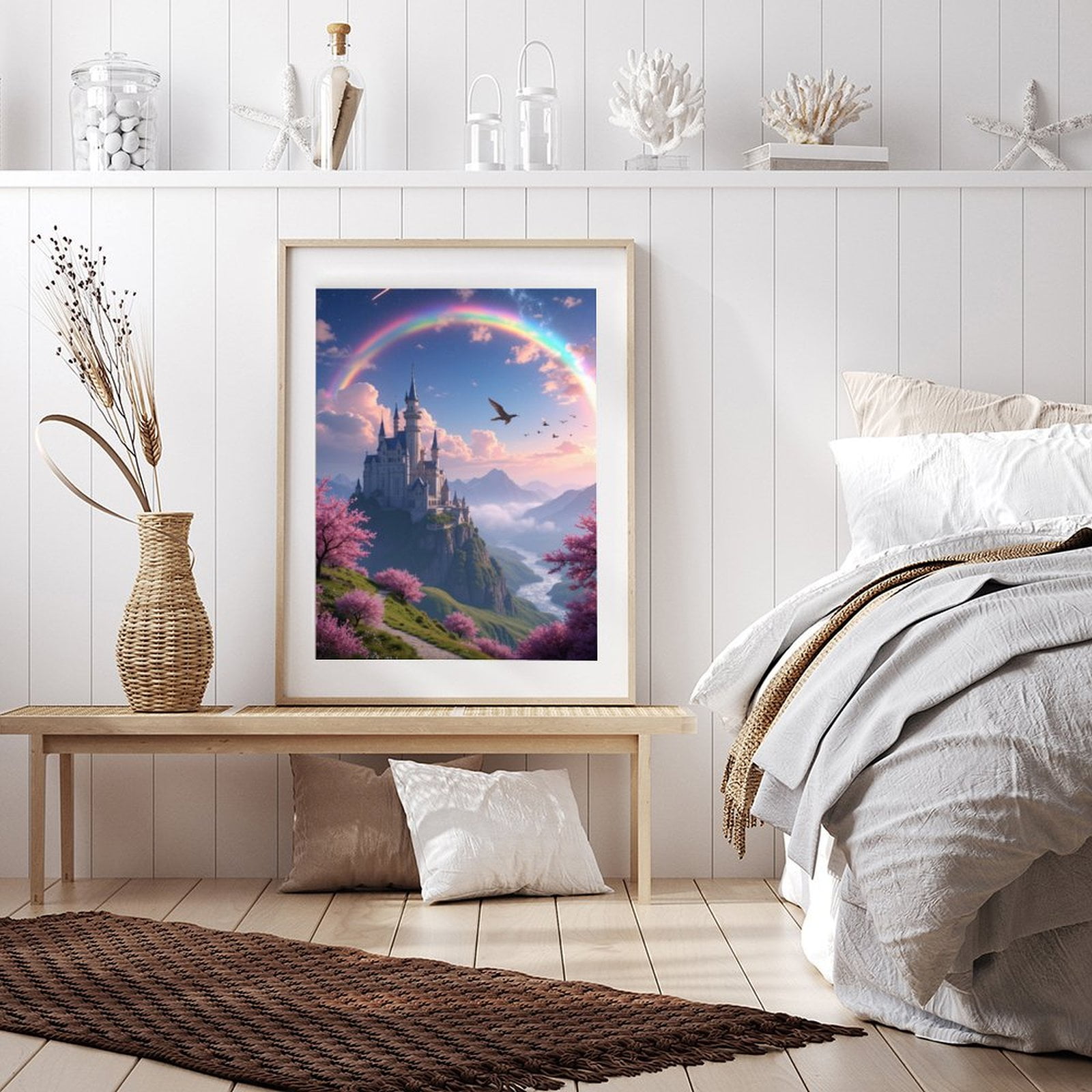 Diamond Art Kits for Adults - 5d Sunset Castle Rainbow Blossoms Diamond Painting for Adults, Diamond Art for Adults Beginners, Diamond Painting Kits for Adults for Home Wall Decor