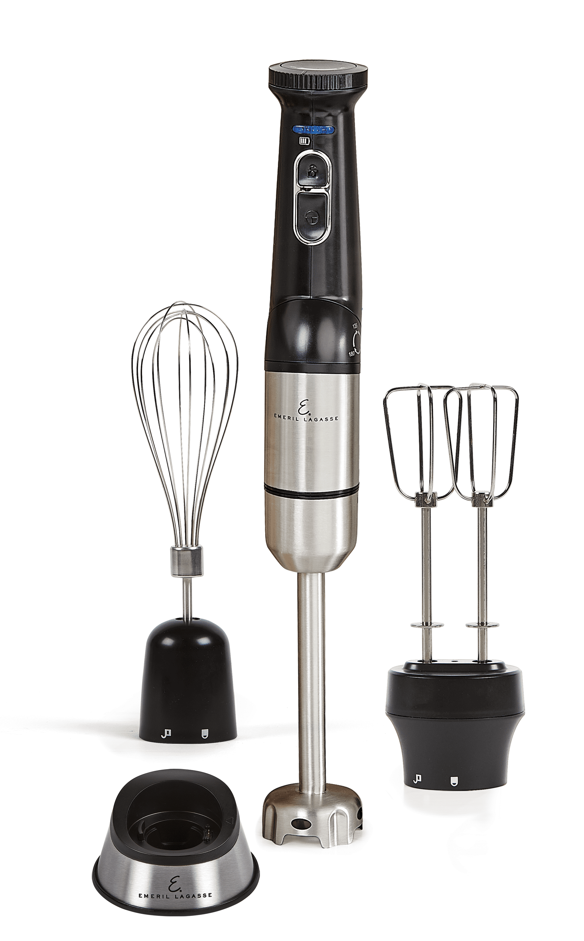 Emeril Lagasse™ Blender & Beyond Plus™ Cordless Rechargeable Immersion Blender with Variable Speed, Double Beater, Black with Stainless Steel