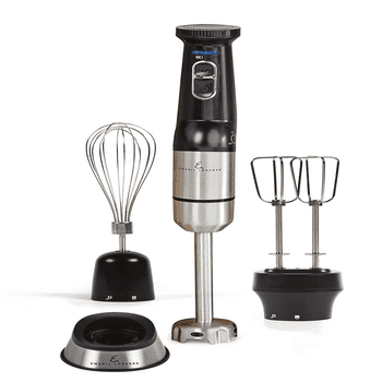 Emeril Lase™ Blender & Beyond Plus™ Cordless Rechargeable Immersion Blender with Variable Speed, Double Beater, Black with Stainless Steel