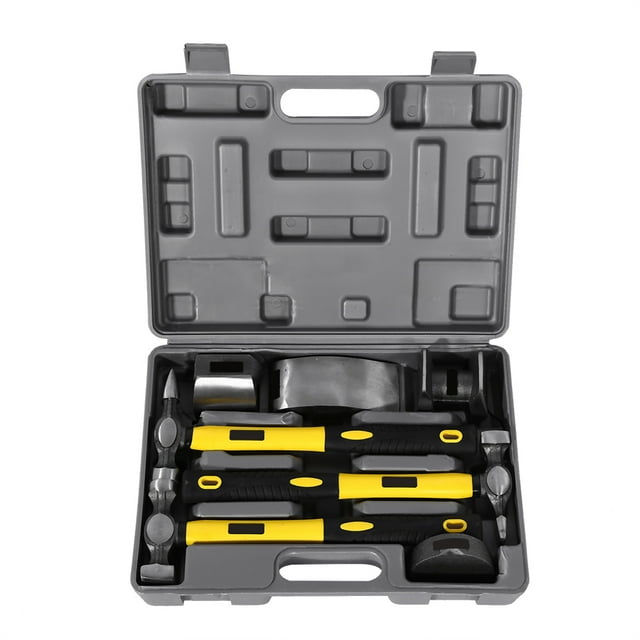 Kit De Herramientas De Reparación De Paneles De Carrocería De Coche, 7 Uds., Mangos, Martillos, Plataforma Rodante De Talón