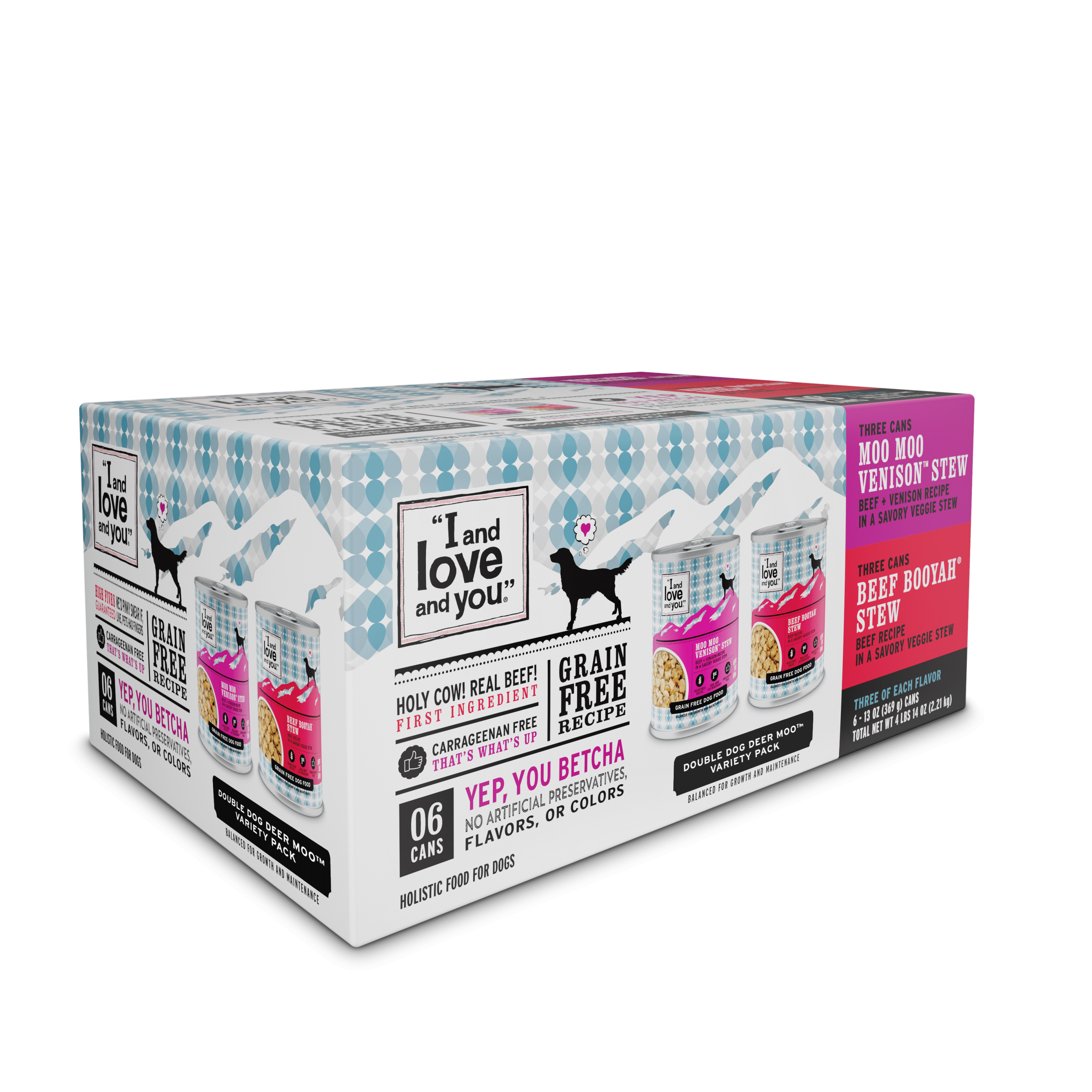 (6 Pack) "I and love and you." Stew Multipack Beef Booyah Stew and Moo