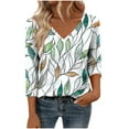 thumbnail image 2 of ICHUANYI Womens Tops Non Positioning Printed Tee Striped Tunics 3/4 Sleeve Fashion Comfy Shirt Basic Tshirts, 2 of 6