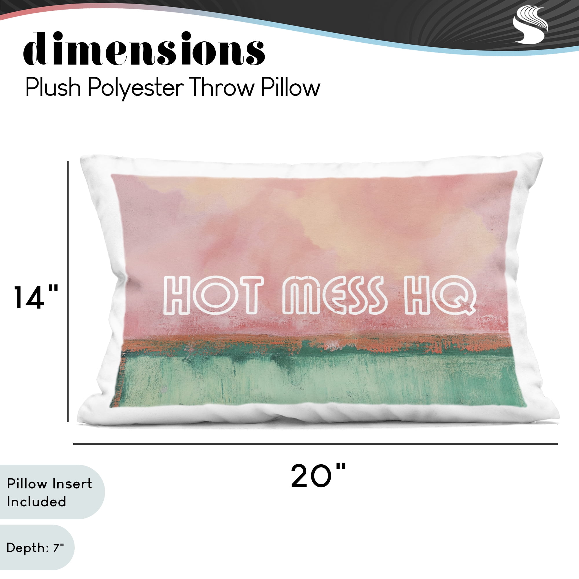 Stupell Industries Hot Mess Headquarters Decorative Printed Throw Pillow, design by Gina Kelly, 14 x 7 x 20