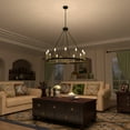 thumbnail image 4 of ACROMA  12-light 41In Farmhouse Black Geometric Wheel Chandelier - N/A Muted Brass & Matte Black Satin, Matte Adjustable, Over 60 Inches Gold, Brass,, 4 of 5