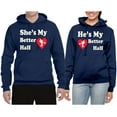 thumbnail image 2 of Wild Bobby, She Is My Better Half He Is My Better Half Cupid His and Hers Matching Couples Hoodies, Navy, Mens 3XL-Womens S, 2 of 3