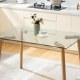 Boowill Modern Dining Table Rectangular Glass Table with Sturdy Metal