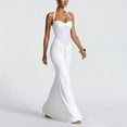 thumbnail image 5 of jtjvou Women's Halter Twist Knot Maxi Dress Draped Ribbon Ruched Cocktail Dress Sheer Mesh Bodycon Formal Dresses White XL, 5 of 5