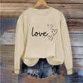 thumbnail image 4 of Sudadera Penkiiy Valentine para mujer: lindas camisetas del día de San Valentín Love Heart Graphic Print Suéter de manga larga Tops S Khaki, 4 of 4