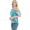 thumbnail image 4 of Womens Short Sleeve One Shoulder Sexy Sequin Top Blouse, 4 of 5