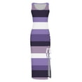 thumbnail image 3 of Sakmal Purple Summer Dresses for Women 2024 Trendy Maxi Square Neckline Striped Opening Sexy Sleeveless Slip Dress, 3 of 4
