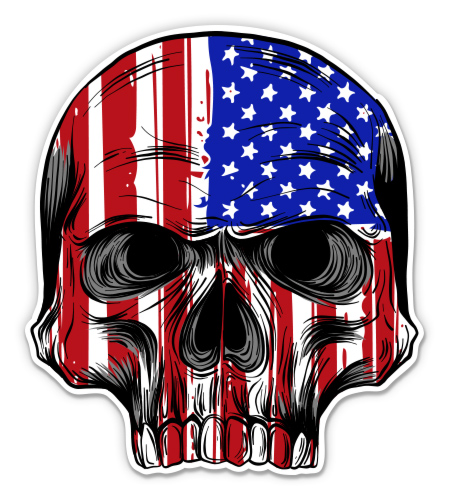 America Flag Skull Sticker - USA Flag Window Stickers - United States