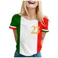 thumbnail image 1 of WEIYLL Womens Tshirt European Cup Italy Printed Patchwork Red Tee Sizes L, 1 of 4