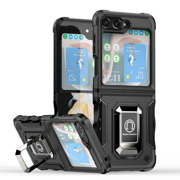 TYJKeJi Case with Holder Stander Kickstand Drop Resistant Shockproof Case For Samsung Galaxy Z Flip 6 For Samsung Galaxy Z Flip6