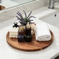 thumbnail image 4 of Round Wood Tray, Wooden Serving Tray, Acacia Plates, Appetizer Charcuterie Board, Tray Organizer for Kitchen/Countertop, 11.8 x 11.8 x 0.8 inch, 4 of 7