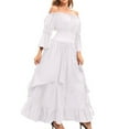 thumbnail image 6 of Homenesgenics Spring Dresses for Women 2026 Plus Size Trendy Women's Medieval Off-Shoulder Tunic Long Sleeve Dress White L, 6 of 6