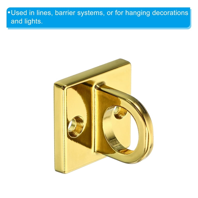 Uxcell Pad Eye Plate U Hooks Metal Ceiling Hook Wall Mount Loop with Screws  Hardware Ring Hooks Bright Golden 