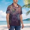 thumbnail image 3 of Balery Fireworks2 Camisas hawaianas de manga corta para hombre, camisas playeras de corte holgado, camisas de vacaciones con botones,Large, 3 of 7
