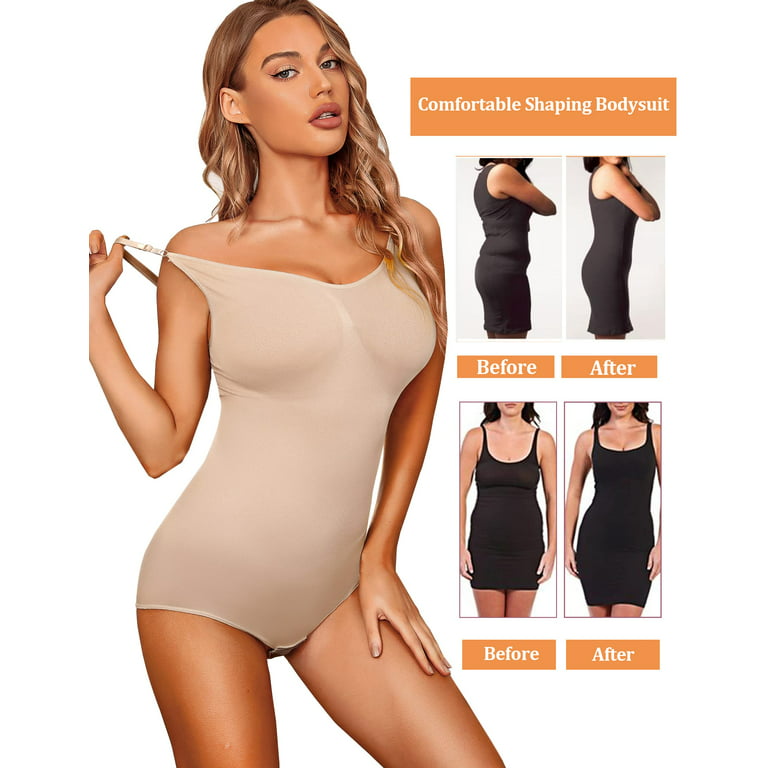 Purcoar Bodysuit for Women Shapewear Tummy Control Sleeveless Seamless Body  Shaper 