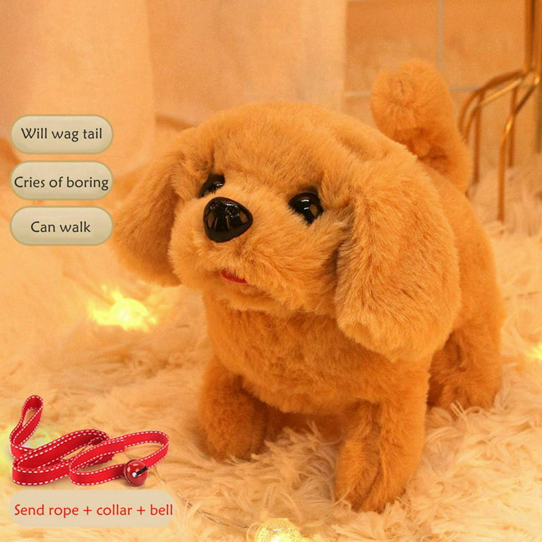 MERIGLARE Electronic Pet Plush Dog Walking Cute Simulation Funny Interactive Toy for Children Toddlers Birthday Gift Stuffed Animals - Labrador, Size