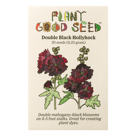 Plant Good Seed Organic Double Black Hollyhock Flower Seeds for Planting: Natural Dye and Fiber Plant, Full Sun Annual, 30 Seed Packet