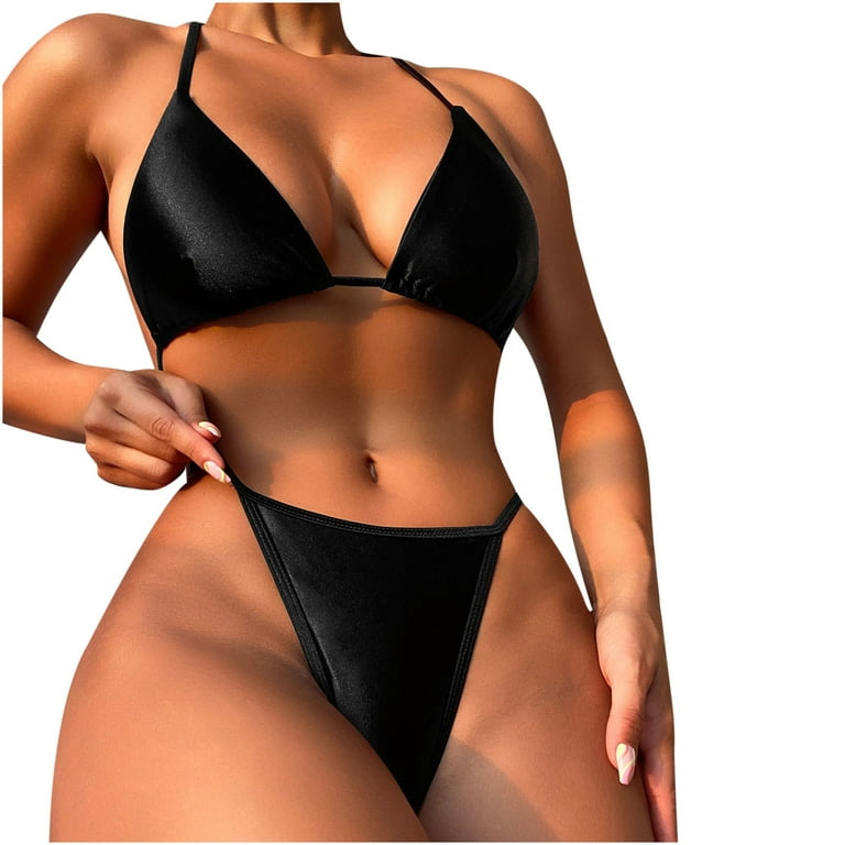 OAVQHLG3B Bikini Sets for Women,Micro Bikini Set Swimsuit Two Piece Filled  Soild Swimwear Beachwear