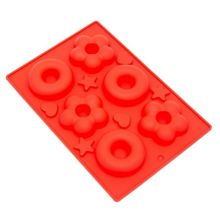 Mold Machine - THY COLLECTIBLES Soft Silicone Ice Cube Tray Ice Maker Mold Donuts Mold Cake Mold Chocolate Mold (Red)