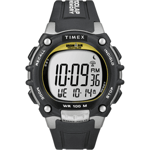 Timex Ironman Traditional 100 lap Black silver yellow Watch