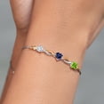 thumbnail image 4 of Gem Stone King 925 Silver and 10K Yellow Gold Blue Iolite Green Peridot and Lab Grown Diamond Tennis Bracelet for Women By Keren Hanan (1.81 cttw, Adjustable up To 9 inch), 4 of 4