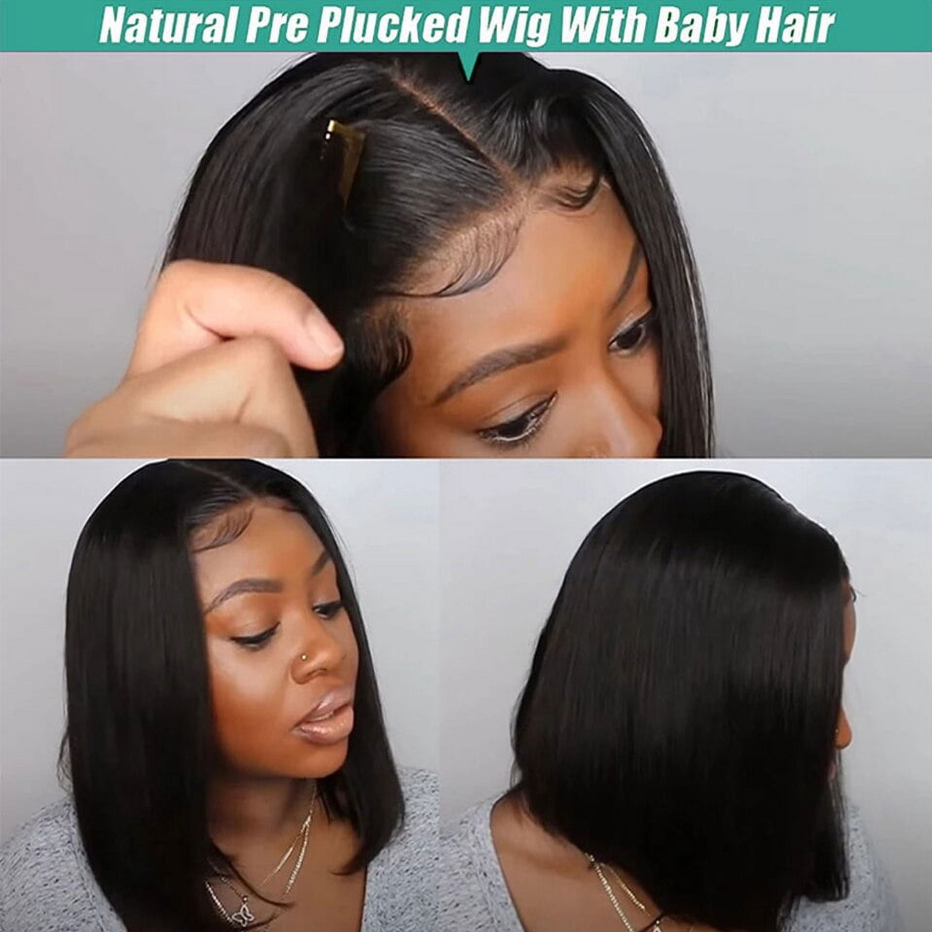 Straight Bob Wig Human Hair Wigs 4x4 Transparent Lace Frontal Wigs for Women Brazilian Remy Hair Wigs Pre Plucked Hairline 150% Density Natural color 10inch