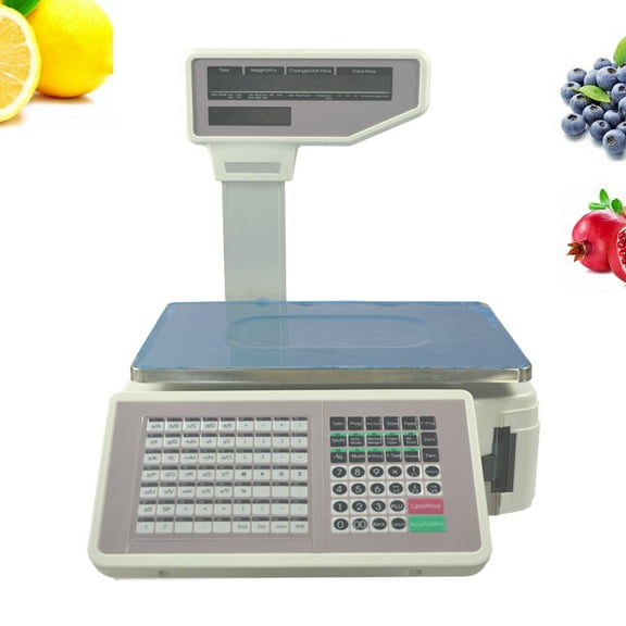 INTSUPERMAI Barcode Printing Scale 60lb Supermarket Weighing Scale Digital Display