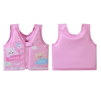 LIIPEE Girls Buoyancy Life Jacket Summer Cute Cartoon Printed Sleeveless Zipper Coast Guard Approved Life Vest Stylish Party Life Vest Beachwear,Pink,One Size