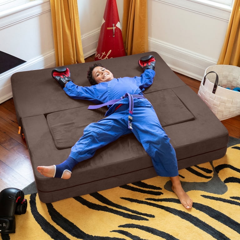 Jaxx Zipline Kids Sofa & Large Ottoman, 3 in 1 Fold Out Sofa, Big