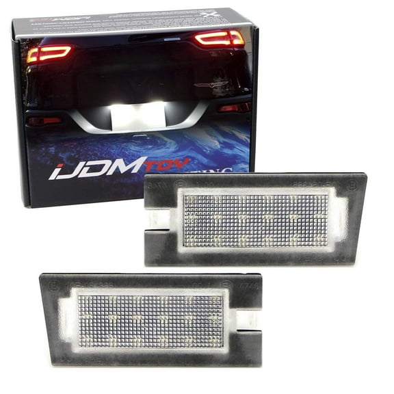 OEM-Fit 3W Full LED CAN-bus Error Free License Plate Light Kit For Jeep 2014-2018 Cherokee, Powered by 18-SMD Xenon White LED Diodes