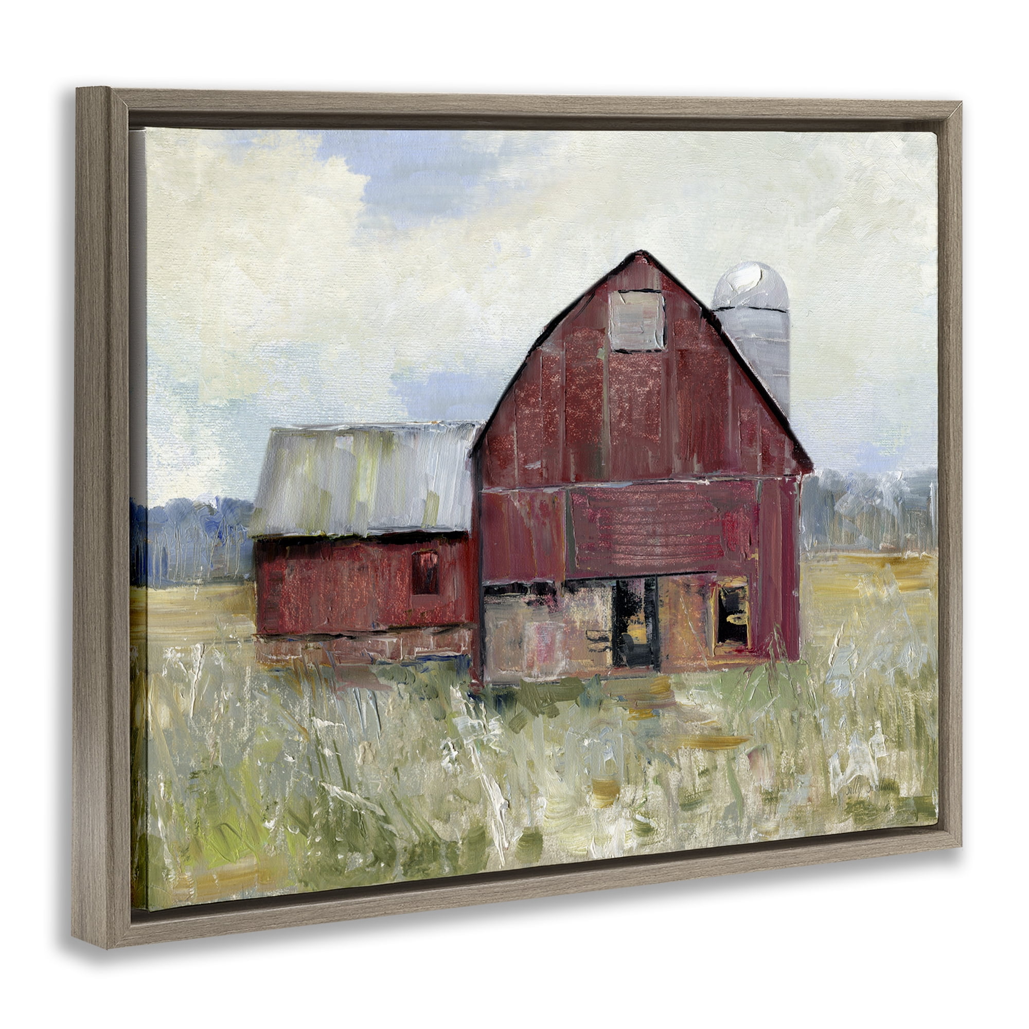 Stupell Industries Red Rugged Barn Brown Framed Floater Canvas Wall Art, design by Sally Swatland