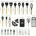 thumbnail image 5 of Kitchen Utensils Set - 35pcs Silicone Cooking Utensils with Rack, Heat Resistant Kitchen Utensils Shovel Set, Suitable for Non-Stick Pans, Available in Various Colors Wooden Handle Kitchen Tools Set, 5 of 13