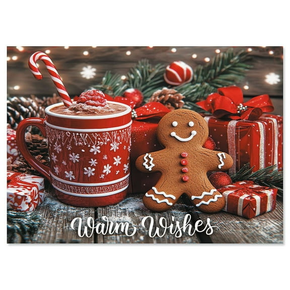 Current Warm Christmas Wishes Gingerbread Greeting Cards - Set of 18 Large 5 x 7-Inch