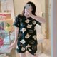thumbnail image 1 of Conjunto de ropa de dormir holgada de verano para mujer, ropa de hogar de manga corta y cuello redondo de talla grande, traje informal para casa con estampado de dibujos animados cómodo, 1 of 5