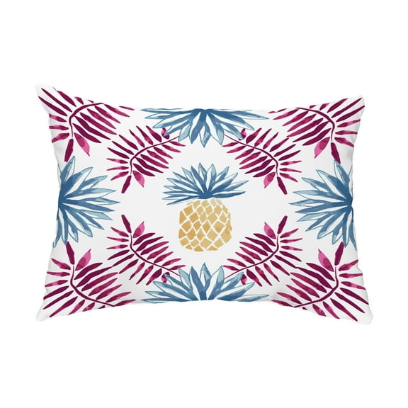 Simply Daisy, 14" x 20" Pineapple and Spike Purple Abstract Decorative Outdoor Pillow