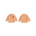 thumbnail image 2 of RUINIXCW Toddler Baby Boy Girl Halloween Shirts Outfit Infant Baby Boys Girls Fall Sweatshirt Clothes Pumpkin Grimace Ghost Long Sleeve Waffled Striped Lapel Half Button Pullover Shirt Tops, 2 of 9