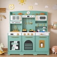 thumbnail image 5 of Reasea Kids Wooden Play Kitchen Set , Toddler Toy Kitchen Playset with 24 Accessories, Realistic Appliances & Storage for Kids Ages 3+, Mint Green, 5 of 9