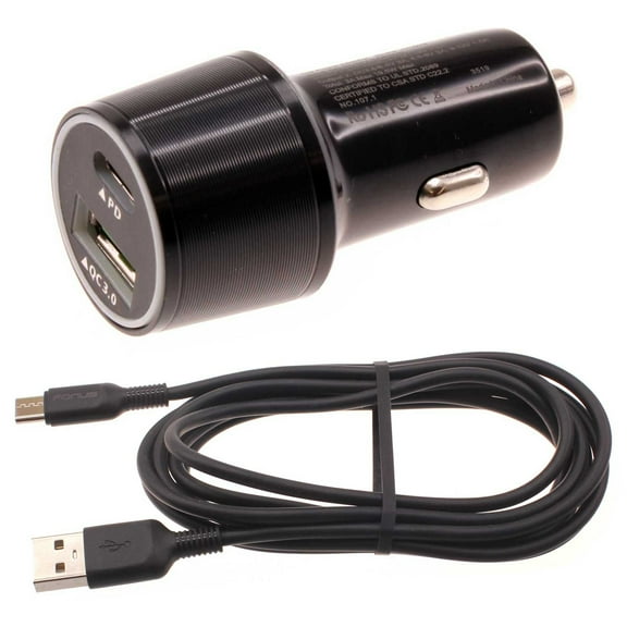 36W Quick Car Charger for OnePlus Nord N300 5G/N20 5G, 10T 5G Phones - 2-Port USB Cable Type-C PD Power Adapter DC Socket Compatible With OnePlus Nord N300 5G/N20 5G, 10T 5G